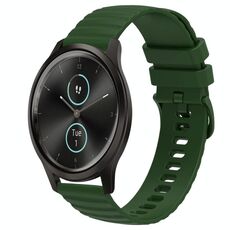 Cinturino per orologio in silicone a tinta unita con motivo a punti ondulati da 20 mm Garminmove Style (verde militare)
