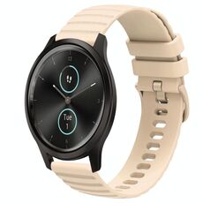 Per cinturino in silicone tinta unita con motivo a pois ondulato da 20 mm stile Garminmove (beige)