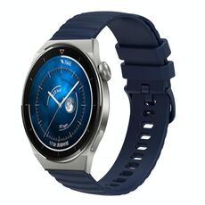 Per Huawei Watch GT3 Pro 46mm 22mm Cinturino in silicone tinta unita con motivo a pois ondulato (blu navy)