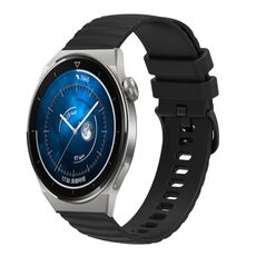 Per Huawei Watch GT3 Pro 46mm 22mm Cinturino in silicone tinta unita con motivo a pois ondulato (nero)