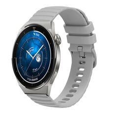 Per Huawei Watch GT3 Pro 46mm 22mm Cinturino in silicone tinta unita con motivo a punti ondulati (grigio)