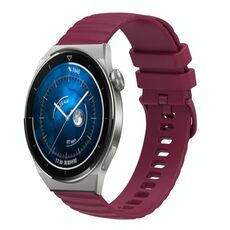 Per Huawei Watch GT3 Pro 46mm 22mm Cinturino in silicone tinta unita con motivo a pois ondulato (rosso vino)
