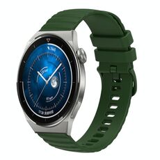 Per Huawei Watch GT3 Pro 46mm 22mm Cinturino in silicone tinta unita con motivo a pois ondulato (verde militare)