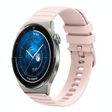 Per Huawei Watch GT3 Pro 46mm 22mm Cinturino in silicone tinta unita con motivo a pois ondulato (rosa)