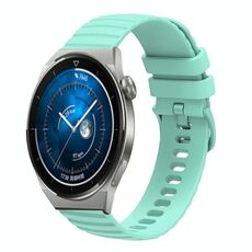 Per Huawei Watch GT3 Pro 46mm 22mm Cinturino in silicone a tinta unita con motivo a punti ondulati (verde acqua)