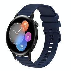 Per Huawei Watch GT3 46mm 22mm Cinturino in silicone tinta unita con motivo a pois ondulato (blu navy)