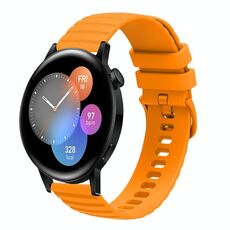 Per Huawei Watch GT3 46mm 22mm Cinturino in silicone tinta unita con motivo a pois ondulato (giallo)