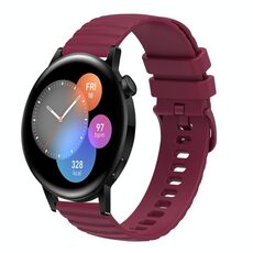 Per Huawei Watch GT3 46mm 22mm cinturino in silicone tinta unita con motivo a pois ondulato (rosso vino)