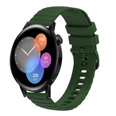 Per Huawei Watch GT3 46mm 22mm cinturino in silicone tinta unita con motivo a pois ondulato (verde militare)