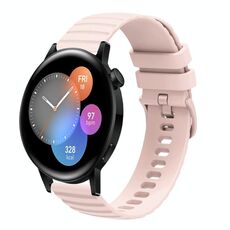 Per Huawei Watch GT3 46mm 22mm Cinturino in silicone tinta unita con motivo a pois ondulato (rosa)