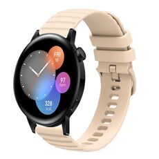 Per Huawei Watch GT3 46mm 22mm Cinturino in silicone tinta unita con motivo a pois ondulato (beige)