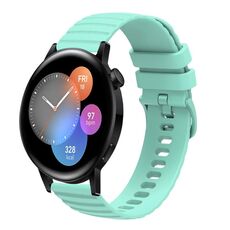 Per Huawei Watch GT3 46mm 22mm Cinturino in silicone tinta unita con motivo a pois ondulato (verde acqua)