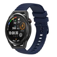 Per Huawei Watch GT Runner 22mm cinturino in silicone tinta unita con motivo a pois ondulato (blu navy)