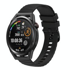 Cinturino per orologio in silicone a tinta unita con motivo a punti ondulati da 22 mm per Huawei Watch GT Runner (nero)