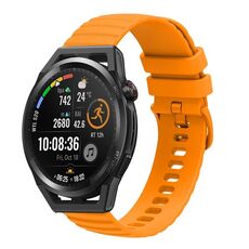 Cinturino per orologio in silicone a tinta unita con motivo a punti ondulati da 22 mm per Huawei Watch GT Runner (giallo)