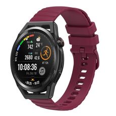 Per Huawei Watch GT Runner 22mm cinturino in silicone tinta unita con motivo a pois ondulato (rosso vino)
