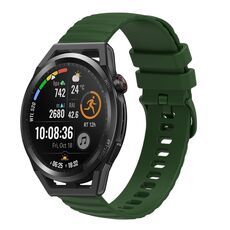 Per Huawei Watch GT Runner 22mm cinturino in silicone tinta unita con motivo a pois ondulato (verde militare)