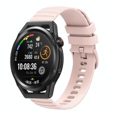 Per Huawei Watch GT Runner 22mm cinturino in silicone tinta unita con motivo a pois ondulato (rosa)