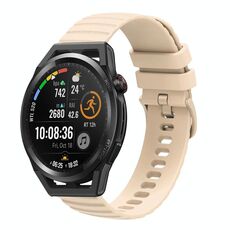 Per Huawei Watch GT Runner 22mm cinturino in silicone tinta unita con motivo a pois ondulato (beige)