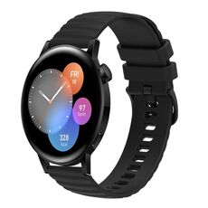 Per Huawei Watch 3 Cinturino in silicone tinta unita con motivo a pois ondulato da 22 mm (nero)