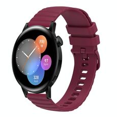 Per Huawei Watch 3 Cinturino per orologio in silicone tinta unita con motivo a pois ondulato da 22 mm (rosso vino)