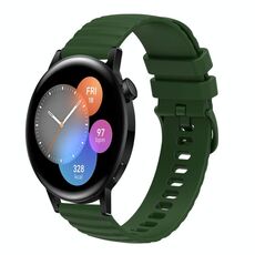 Per Huawei Watch 3 Cinturino in silicone a tinta unita con motivo a punti ondulati da 22 mm (verde militare)