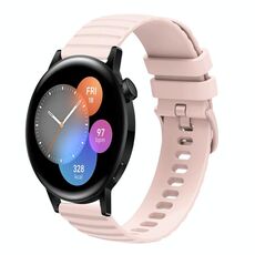 Per Huawei Watch 3 Cinturino in silicone tinta unita con motivo a pois ondulato da 22 mm (rosa)