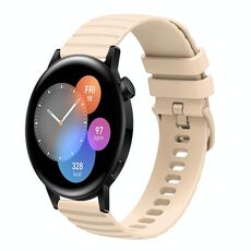 Per Huawei Watch 3 Cinturino per orologio in silicone tinta unita con motivo a punti ondulati da 22 mm (beige)