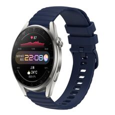 Per Huawei Watch 3 Pro Cinturino per orologio in silicone a tinta unita con motivo a punti ondulati da 22 mm (blu navy)