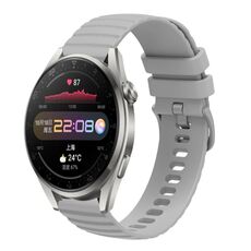 Per Huawei Watch 3 Pro Cinturino per orologio in silicone tinta unita con motivo a pois ondulato da 22 mm (grigio)