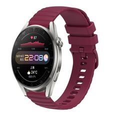 Cinturino per orologio in silicone a tinta unita con motivo a punti ondulati da 22 mm per Huawei Watch 3 Pro (rosso vino)