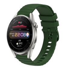 Per Huawei Watch 3 Pro Cinturino per orologio in silicone tinta unita con motivo a pois ondulato da 22 mm (verde militare)
