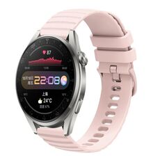 Per Huawei Watch 3 Pro Cinturino per orologio in silicone tinta unita con motivo a pois ondulato da 22 mm (rosa)