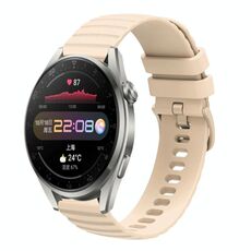 Per Huawei Watch 3 Pro Cinturino per orologio in silicone tinta unita con motivo a pois ondulato da 22 mm (beige)
