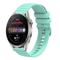 Per Huawei Watch 3 Pro Cinturino per orologio in silicone tinta unita con motivo a pois ondulato da 22 mm (verde acqua)