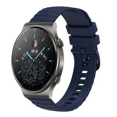 Per Huawei GT2 Pro 22mm cinturino in silicone tinta unita con motivo a pois ondulato (blu navy)