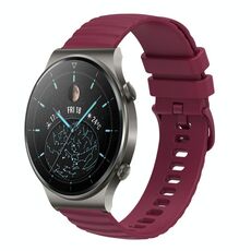 Per Huawei GT2 Pro Cinturino per orologio in silicone tinta unita con motivo a pois ondulato da 22 mm (rosso vino)