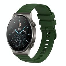 Per Huawei GT2 Pro 22mm cinturino in silicone tinta unita con motivo a pois ondulato (verde militare)