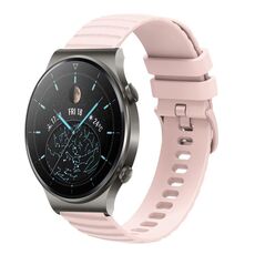 Per Huawei GT2 Pro 22mm cinturino in silicone tinta unita con motivo a pois ondulato (rosa)