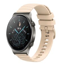 Cinturino per orologio in silicone a tinta unita con motivo a punti ondulati da 22 mm per Huawei GT2 Pro (beige)