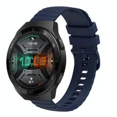 Per Huawei Watch GT 2E Cinturino per orologio in silicone tinta unita con motivo a pois ondulato da 22 mm (blu navy)