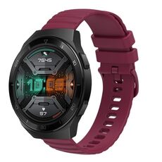 Per Huawei Watch GT 2E Cinturino per orologio in silicone tinta unita con motivo a pois ondulato da 22 mm (rosso vino)