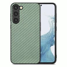 Per Samsung Galaxy S23 5G Custodia posteriore in pelle con texture in fibra di carbonio (verde)