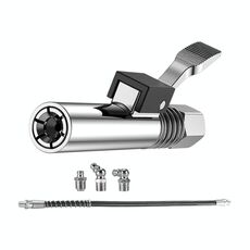 PC002 Ugello per grasso ad alta pressione con morsetto di bloccaggio, stile: bocca per burro + tubo da 80 cm + 3 teste