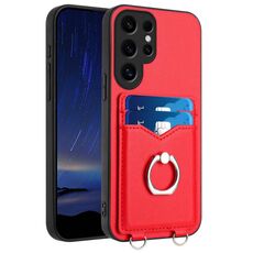 Custodia per telefono con porta carte di credito Ring per Samsung Galaxy S24 Ultra 5G R20 (rosso)