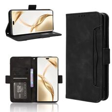 Custodia per telefono in pelle con texture di vitello per Honor 200 Pro 5G (nero)
