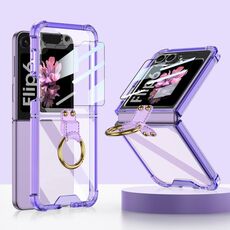 Per Samsung Galaxy Z Flip6 GKK Airbag Ring Custodia per telefono a copertura totale con pellicola temperata (viola)
