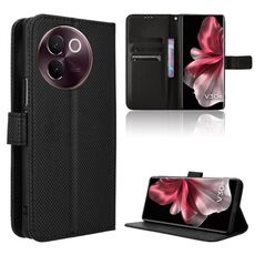 Custodia per telefono in pelle con texture diamante vivo V30e 5G (nera)