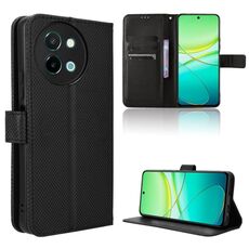 Custodia per cellulare in pelle con texture diamante per vivo Y38 5G / Y200i 5G (nera)