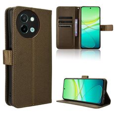 Per vivo Y38 5G / Y200i 5G Custodia in pelle con texture a diamante (marrone)